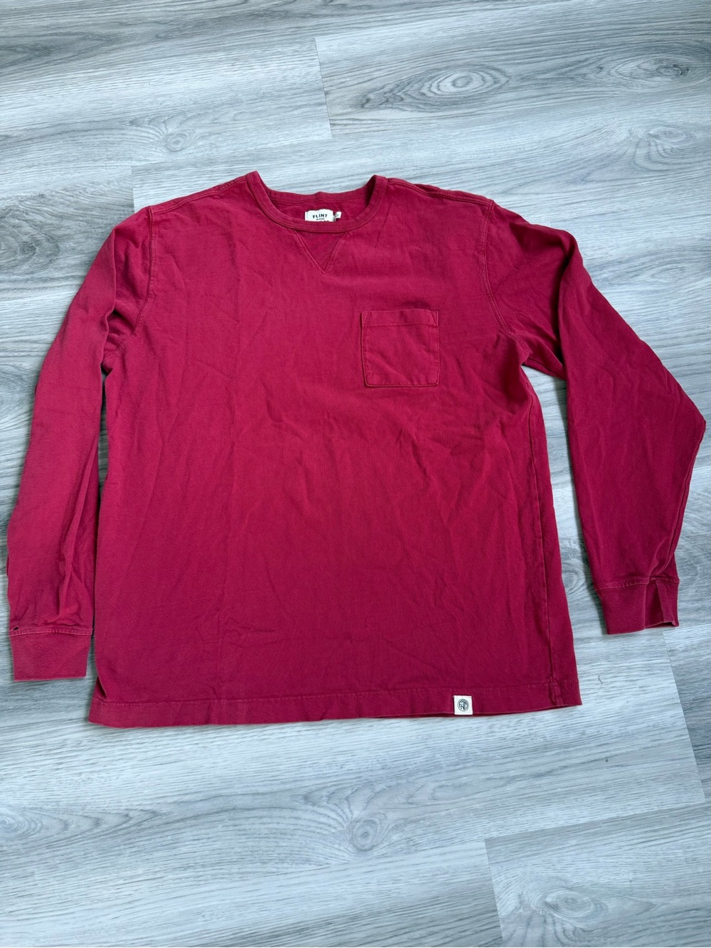 Men's Long Sleeve Pocket Tee in Deep Wine Red